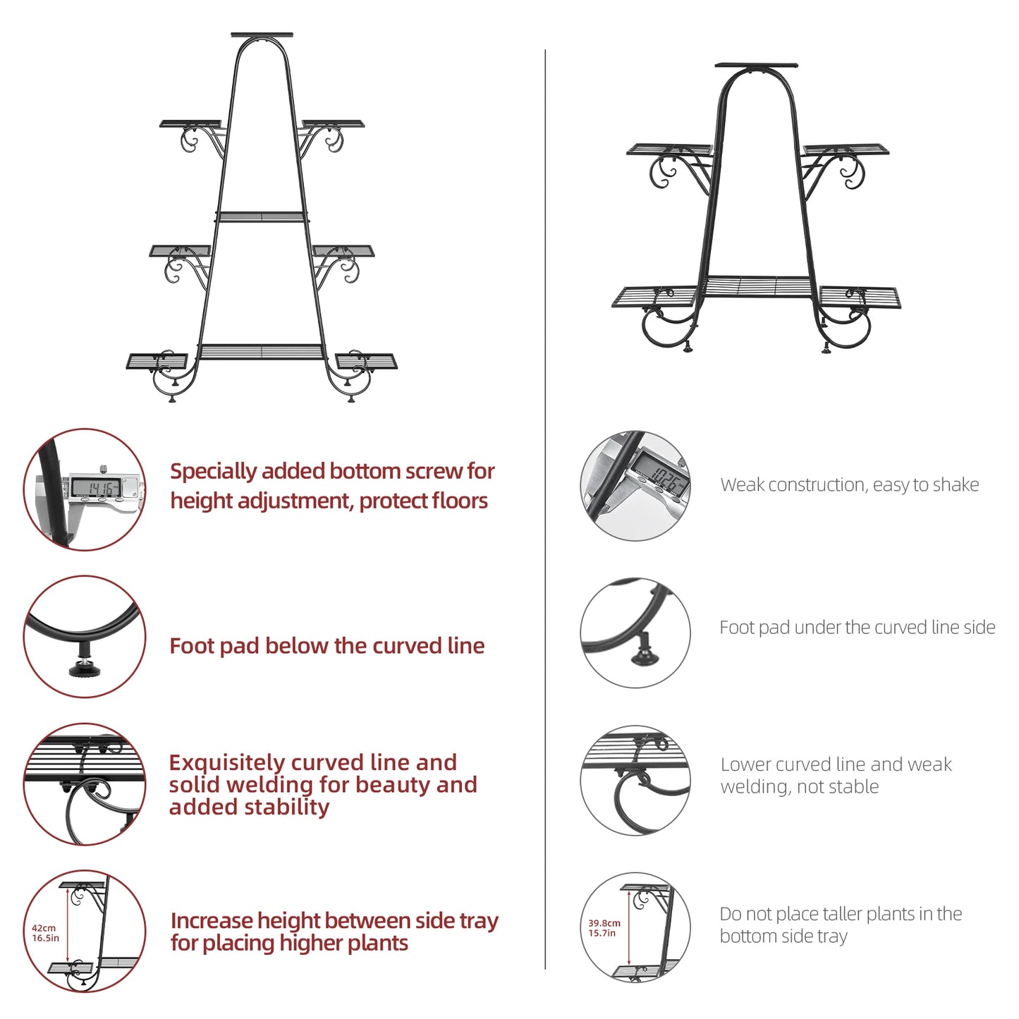 9 Tier Metal Plant Stand Indoor Outdoor Flower Shelf Display Rack