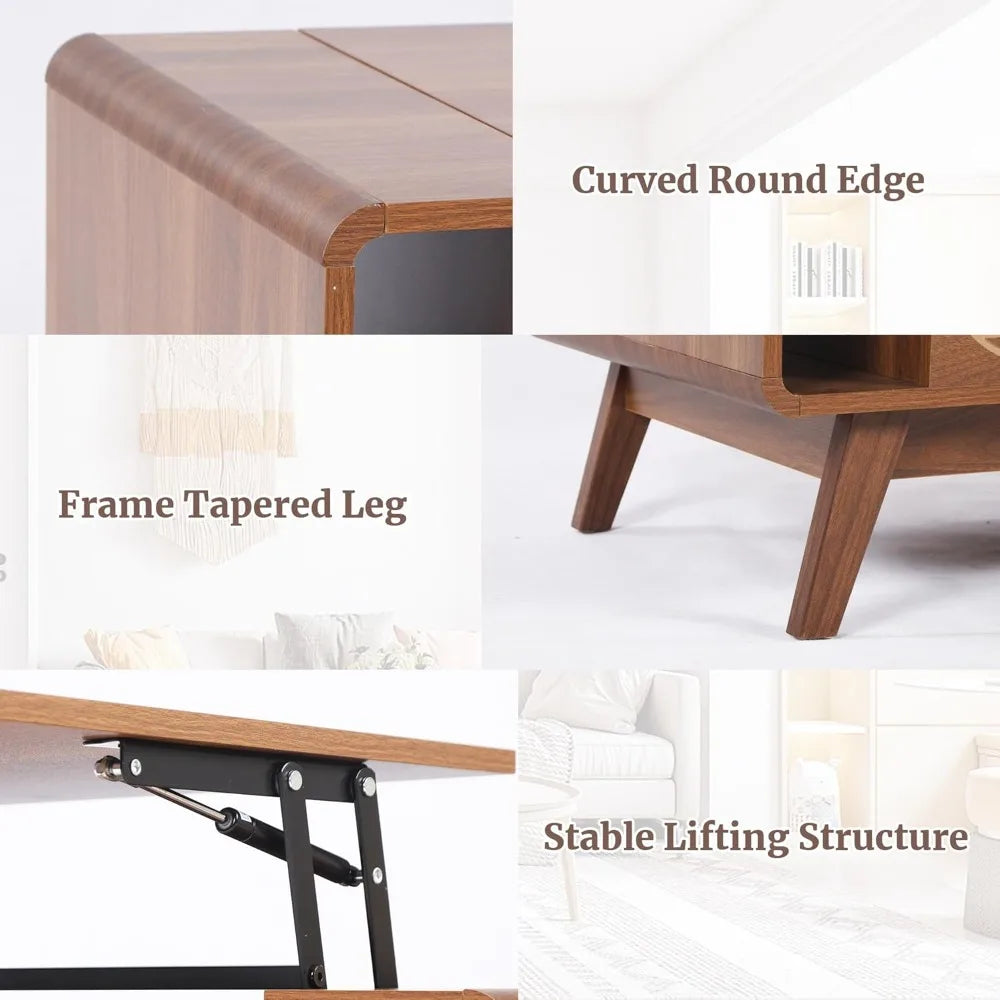 Small Lift Top Coffee Table with Hidden Compartment Modern Storage