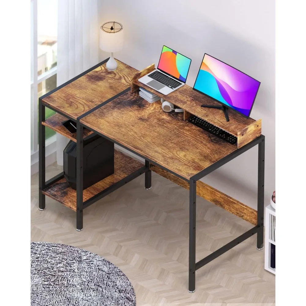 39 Inch Computer Desk Gaming Table with Storage Modern Home Office