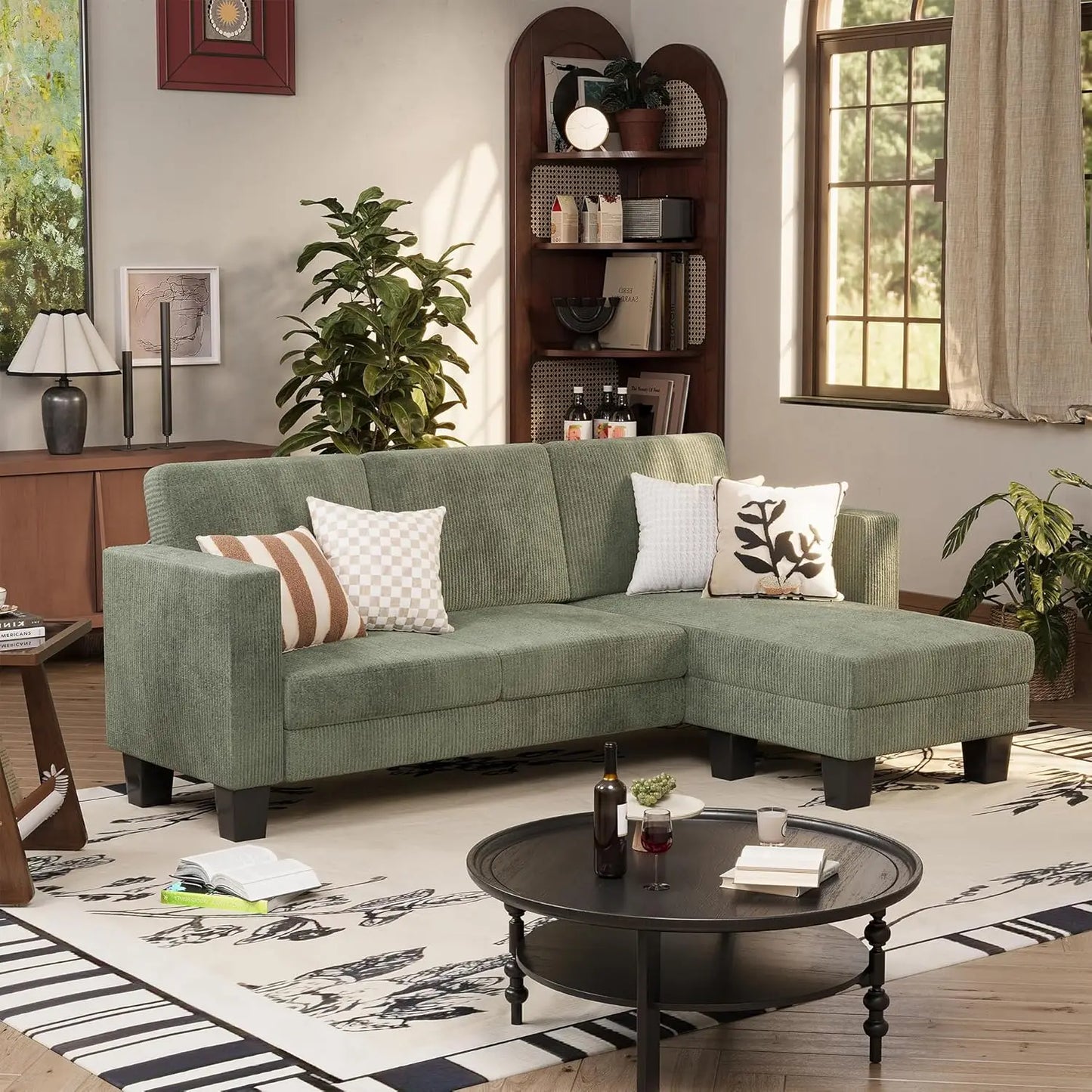 Ljustra Convertible Sectional Sofa Couch 3 Seat L-Shaped Small Space