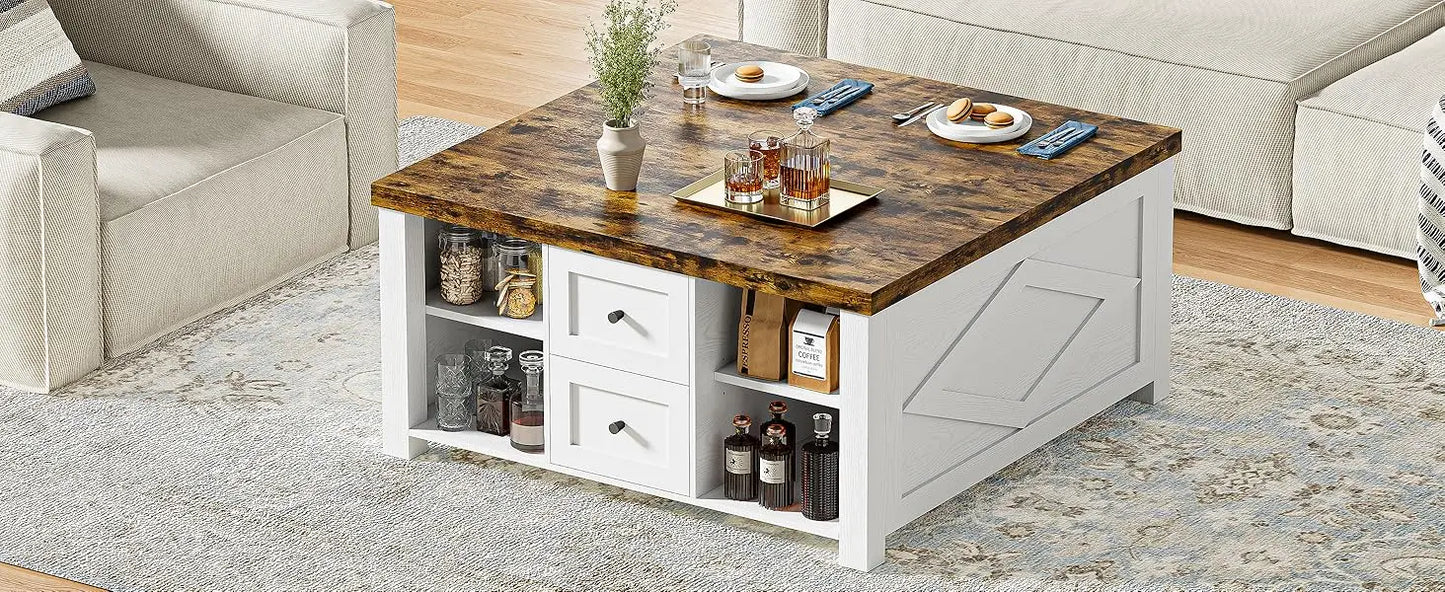Lift Top Coffee Table Storage Modern Furniture Living Room Charging Station