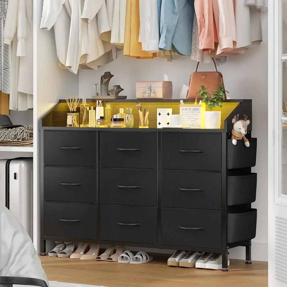 Modern 9 Drawer Dresser Chest for Bedroom Living Room Storage Organizer