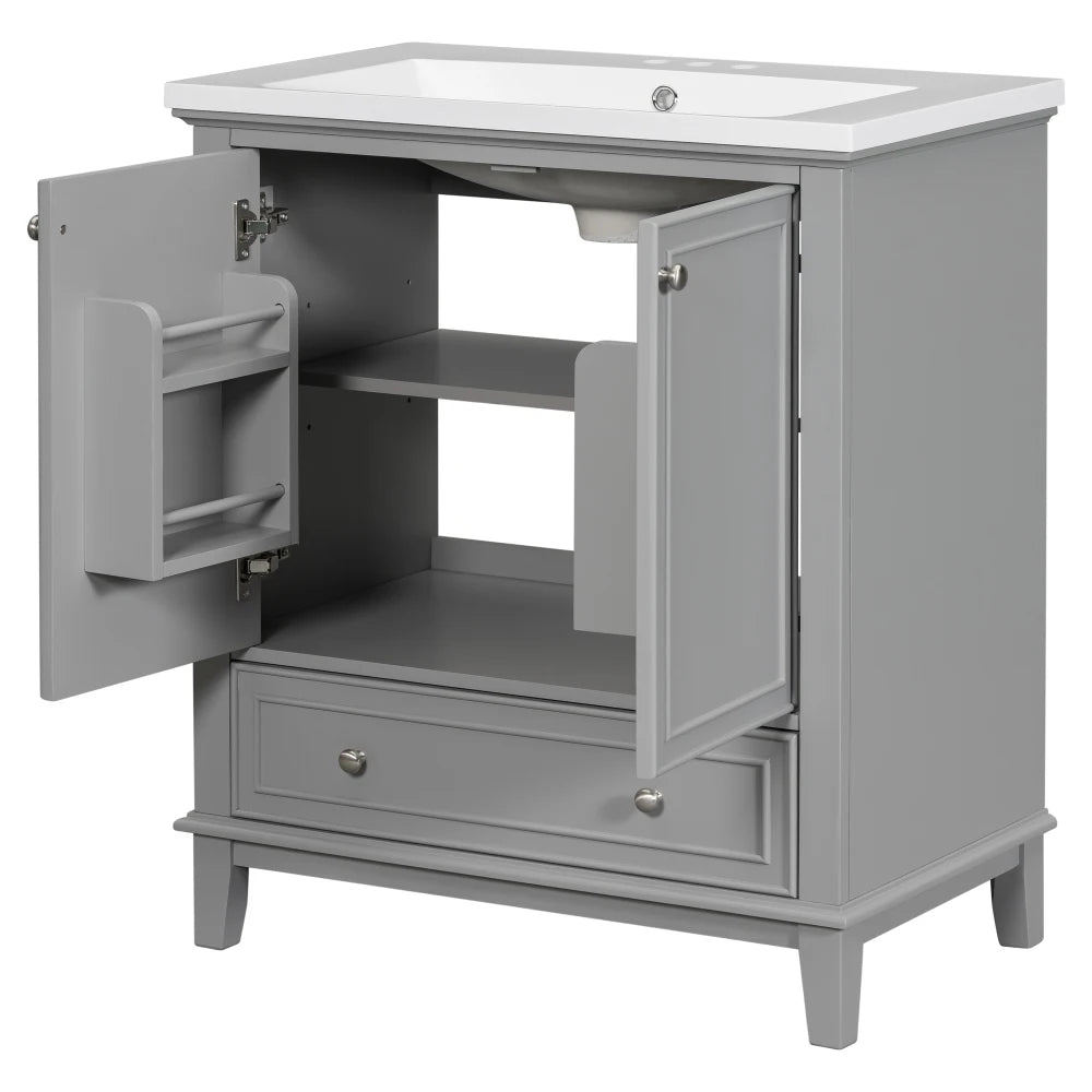 30 Bathroom Vanity Sink Combo Solid Wood MDF Cabinet Storage Modern