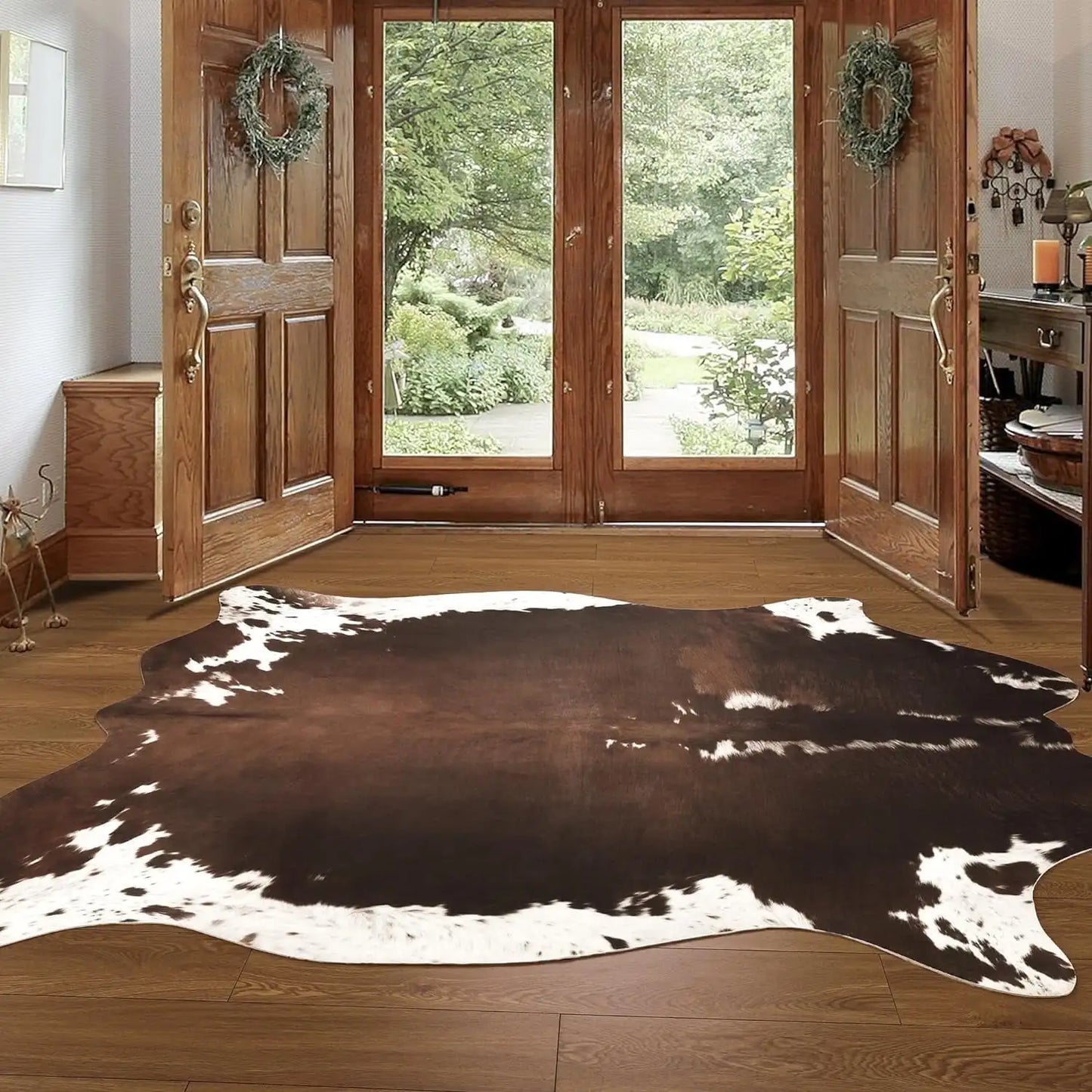 American Style Animal Print Faux Fur Cowhide Rug for Living Room Bedroom