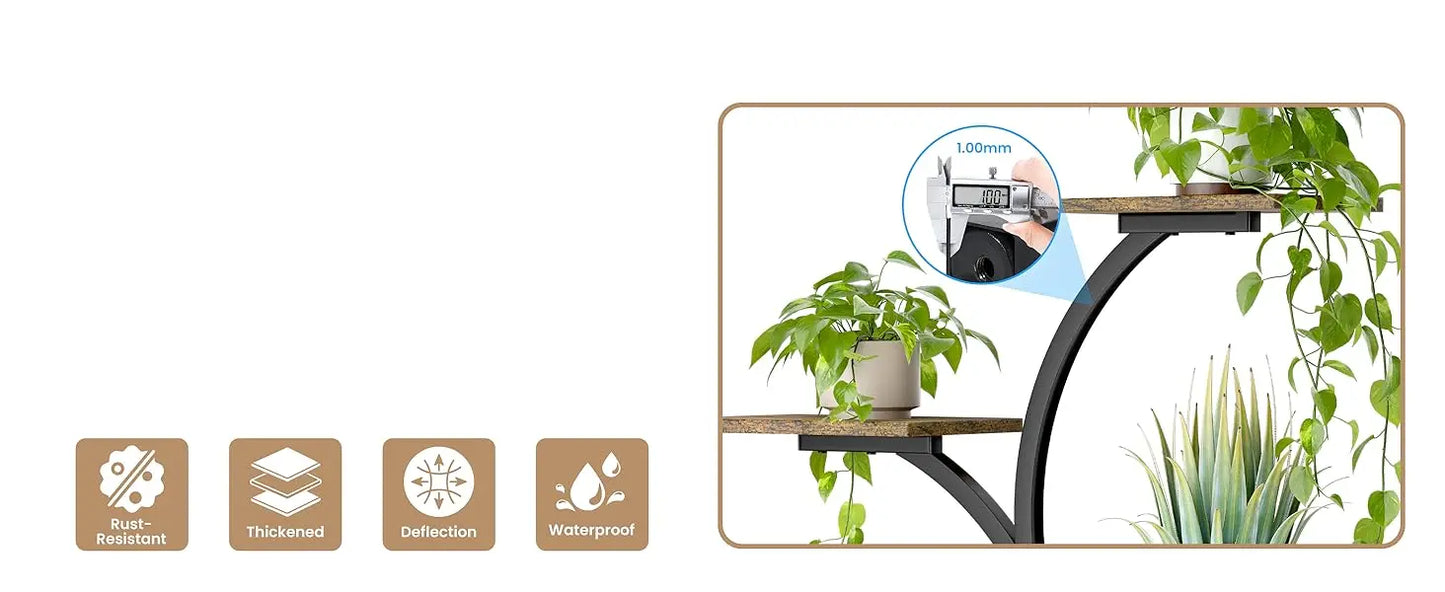 65 Inch Indoor Plant Stand with Grow Lights Tiered Metal Shelf with Wheels