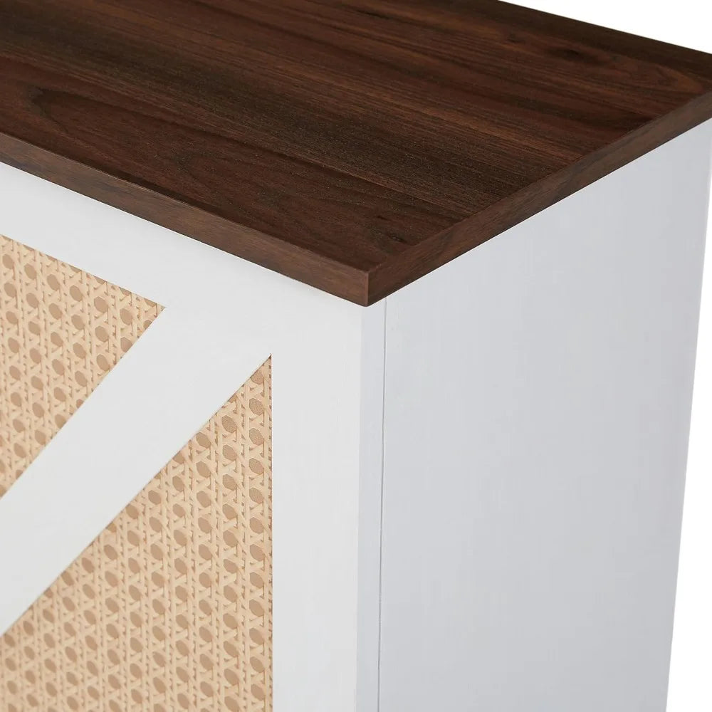 White Buffet Cabinet Rustic Farmhouse Sideboard with Adjustable Shelves