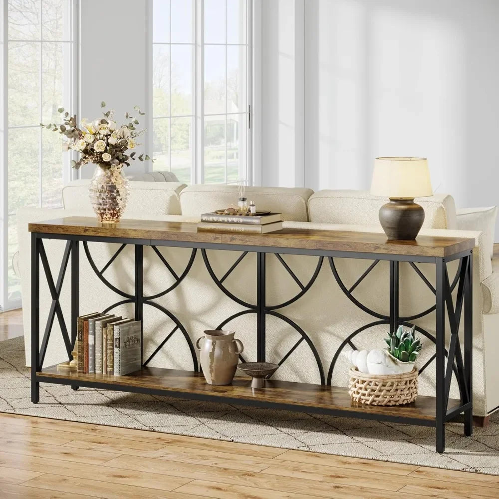 70.9 Inch Extra Long Sofa Table with Storage for Living Room Entryway