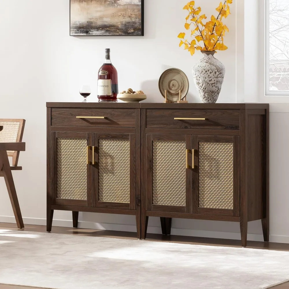 Mid Century Modern Sideboard Buffet Cabinet Set of 2 with Drawers