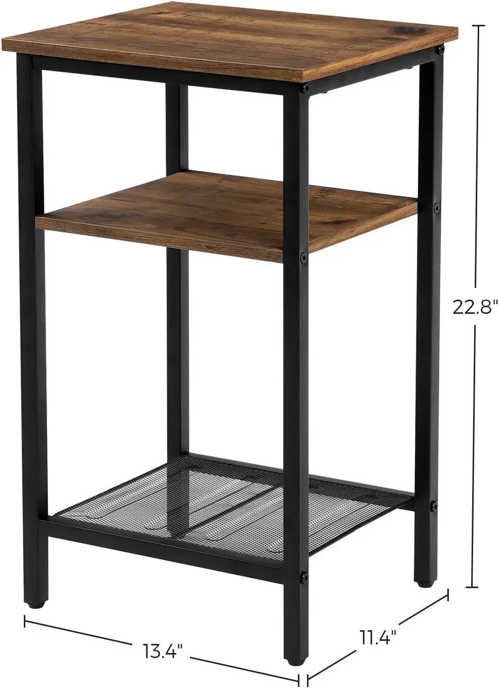 End Table Set of 2 3-Tier Nightstands Steel Frame Easy Assembly