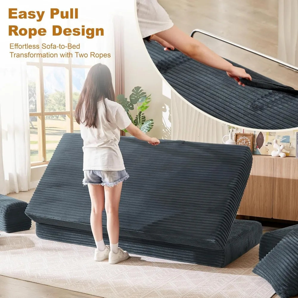 Ljustra 4-in-1 Sofa Bed Boneless Couch Oversized Corduroy Sleeper Sofa