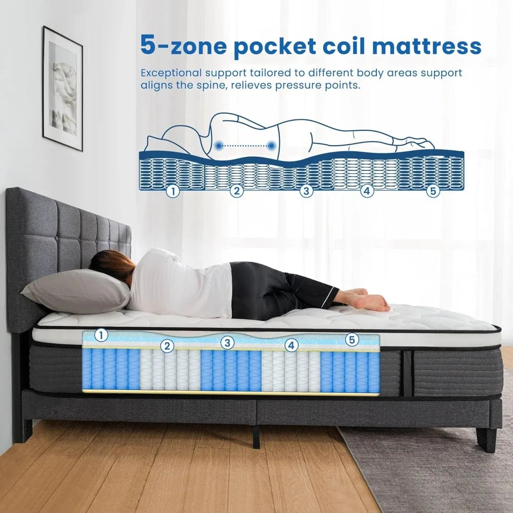 Ljustra 10 Inch Medium Firm Pillow Top Hybrid Mattress in a Box