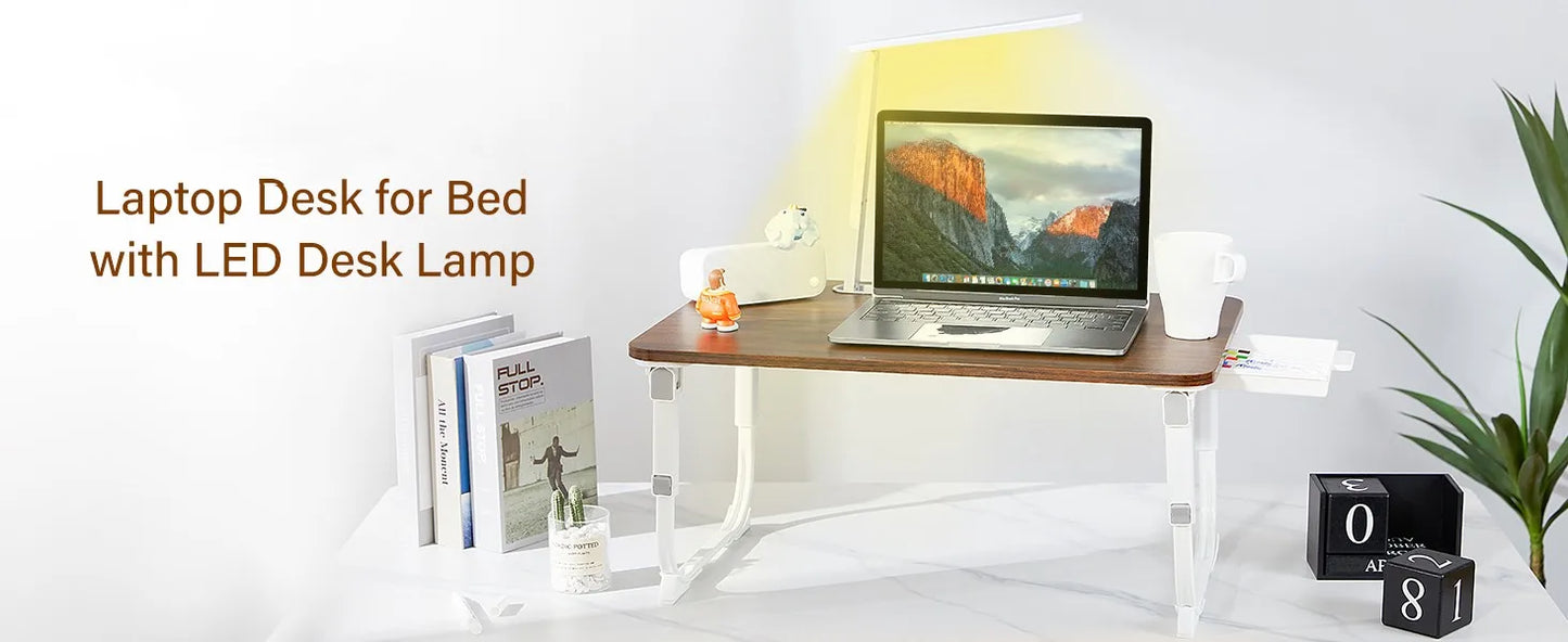 Laptop Desk for Bed Adjustable Lap Desk with LED Light Storage Drawer