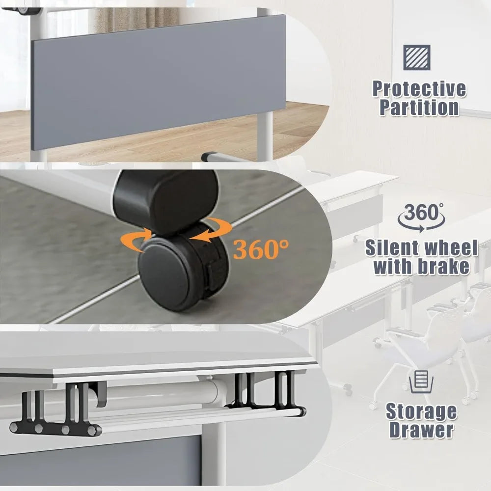 Folding Conference Table Mobile Flip Top Office Training Table 2 Pack