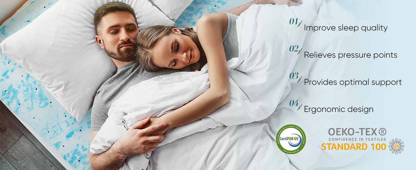 Ljustra Gel Memory Foam Mattress Topper Full Size Soft Cooling Bed