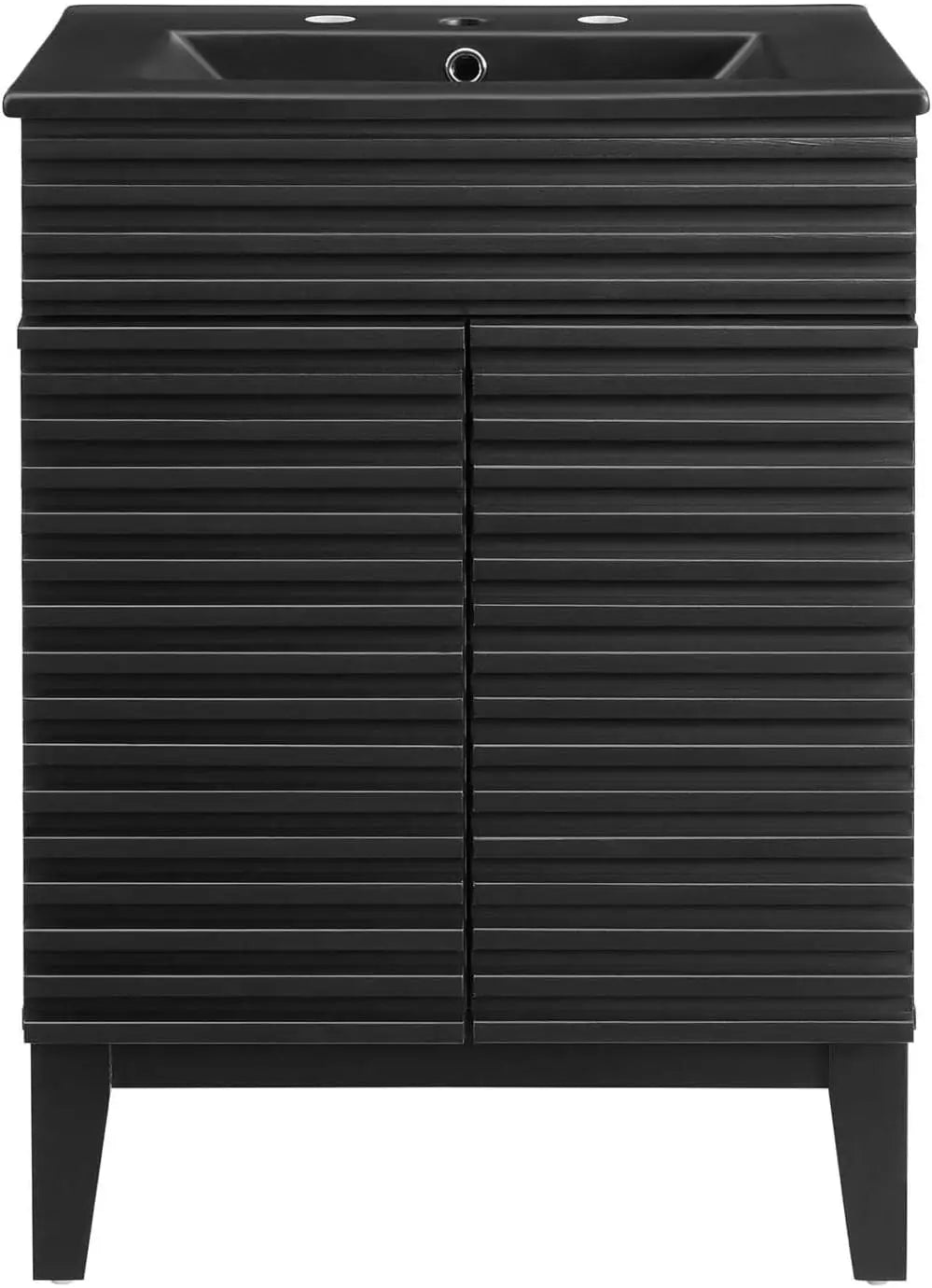 Render 24 Inch Bathroom Vanity Sink Modern Black Wood Cabinet