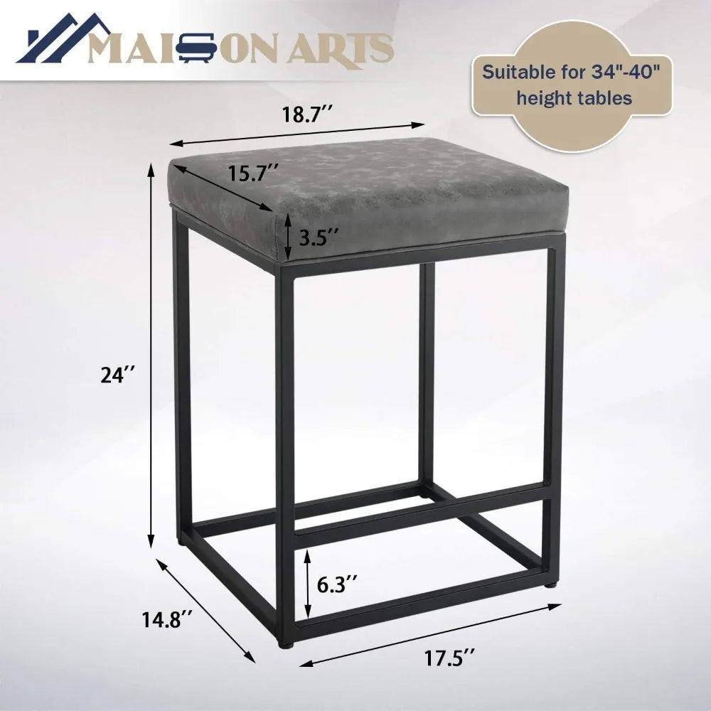 Maison 24 Inch Backless Bar Stool Modern Industrial Kitchen Counter