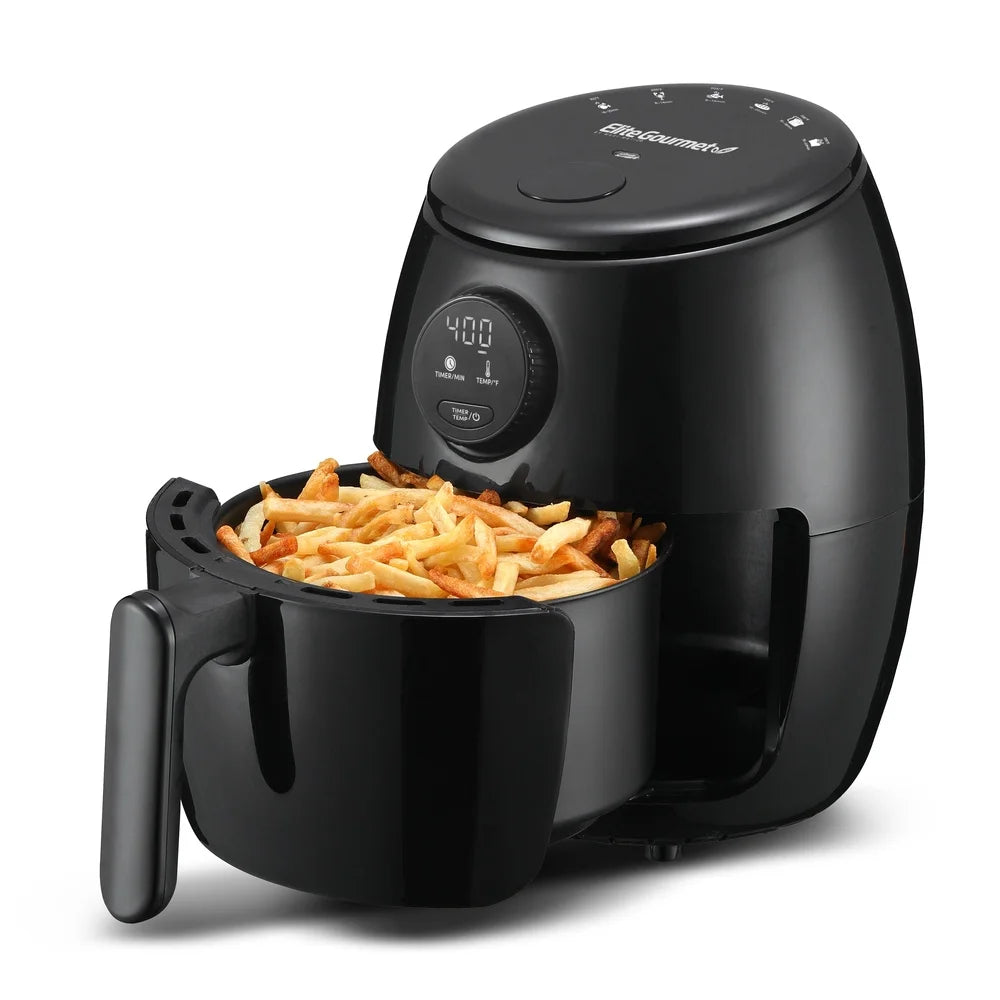Compact 2Qt Air Fryer Healthy Cooking Adjustable Temp Time Control Non-Stick