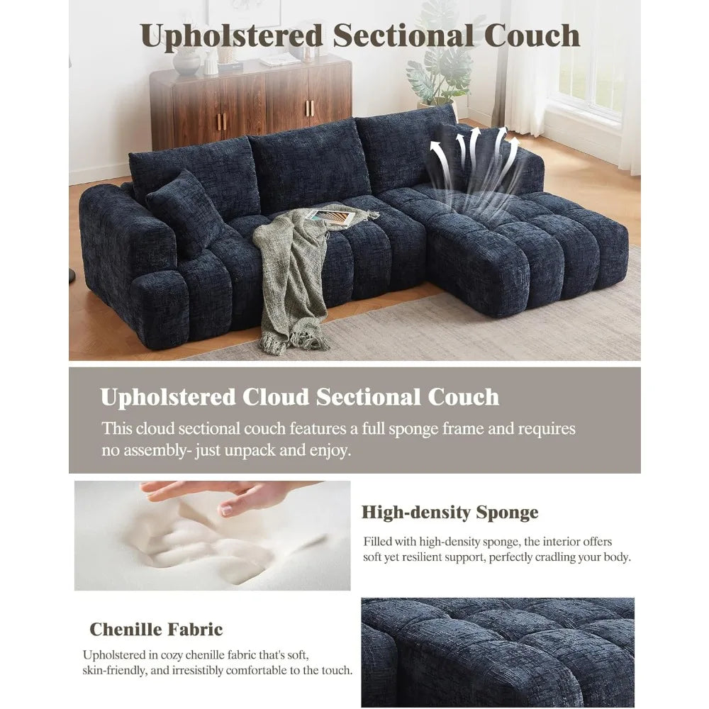 108 Inch Modular Cloud Sectional Couch L Shaped Sofa with Chaise