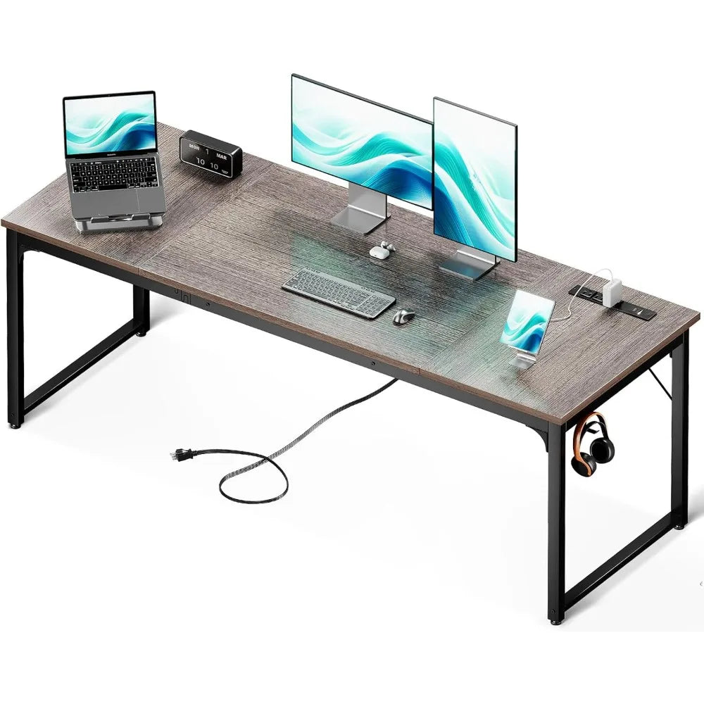 Large Computer Desk with USB Ports Home Office Study Writing Desk