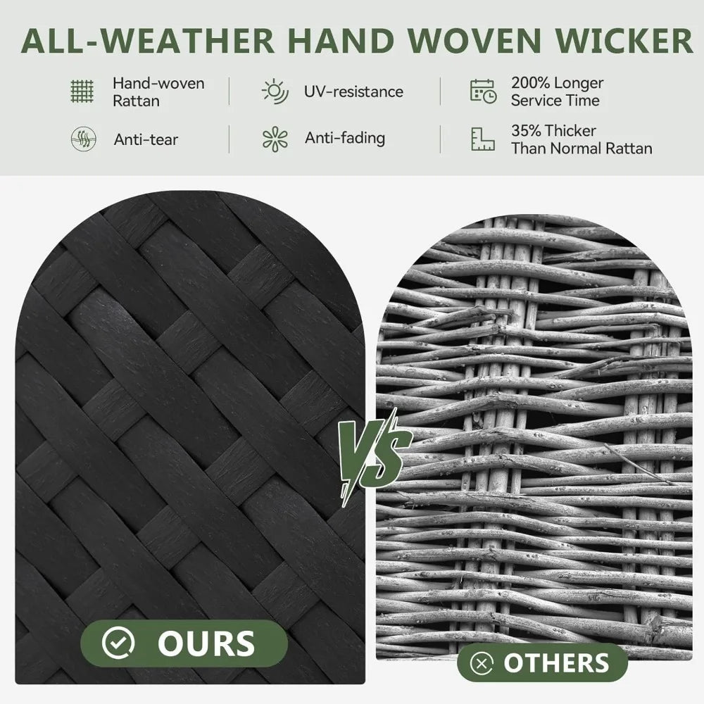 7 Piece Wicker Rattan Patio Garden Furniture Set with Cushions