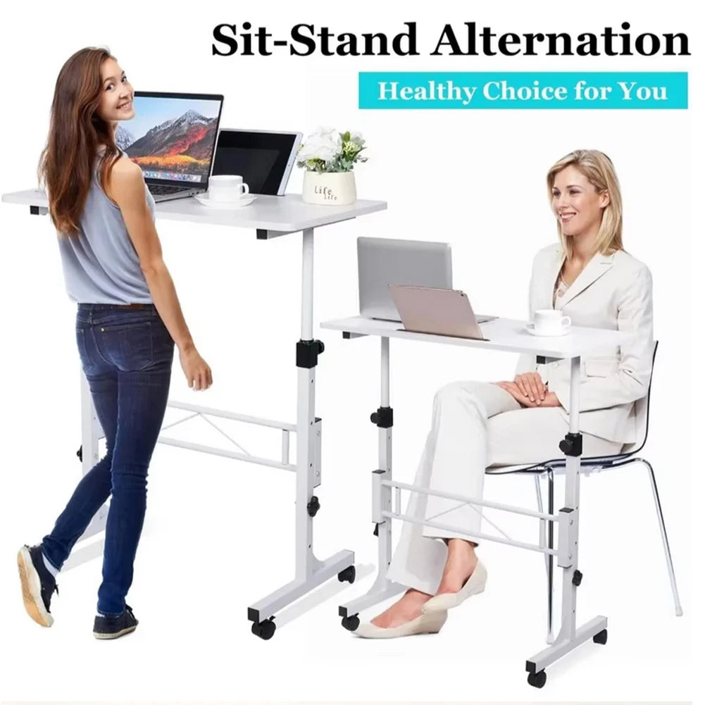 Small Mobile Adjustable Height Standing Desk with Wheels 32 Inches