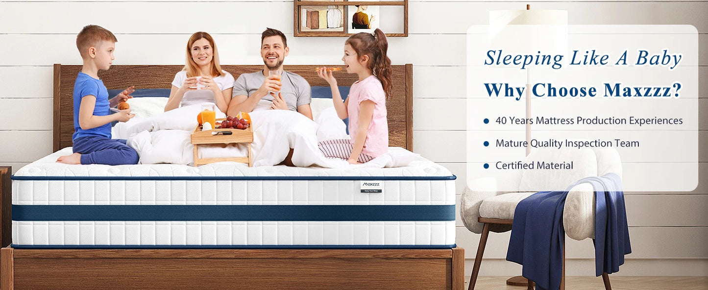 Ljustra 10-12 inch Hybrid Mattress Gel Memory Foam Pocket Coils