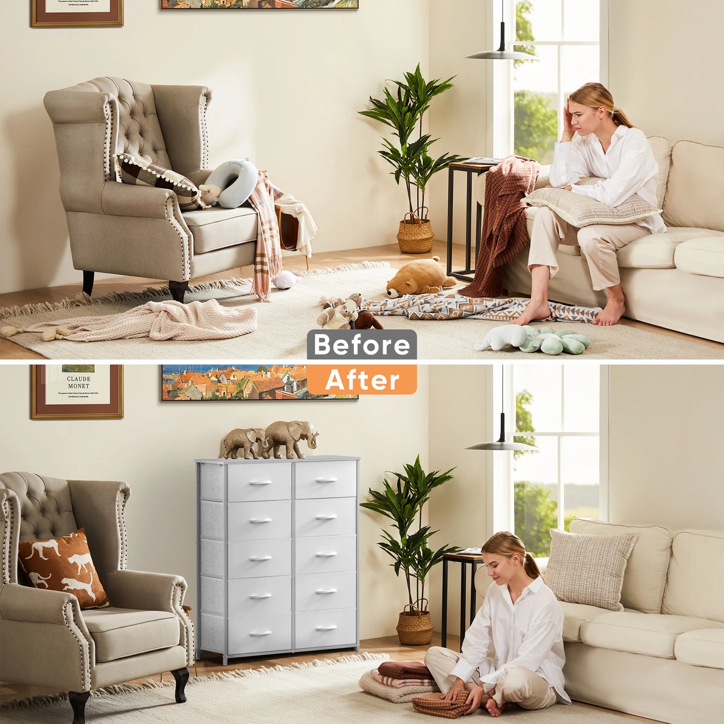 Ljustra Modern Wardrobe Closet Storage 5 7 10 Fabric Drawers Chest