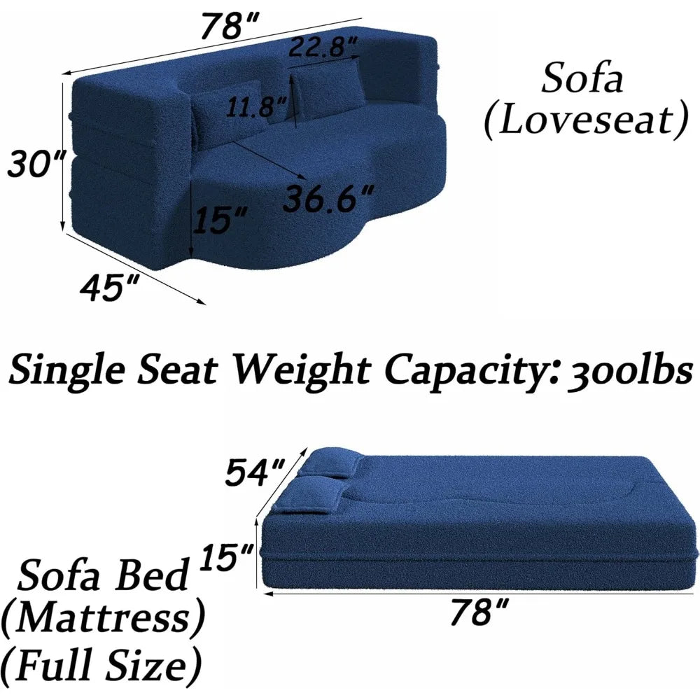 Ljustra Convertible Folding Sofa Bed Memory Foam Sleeper Couch