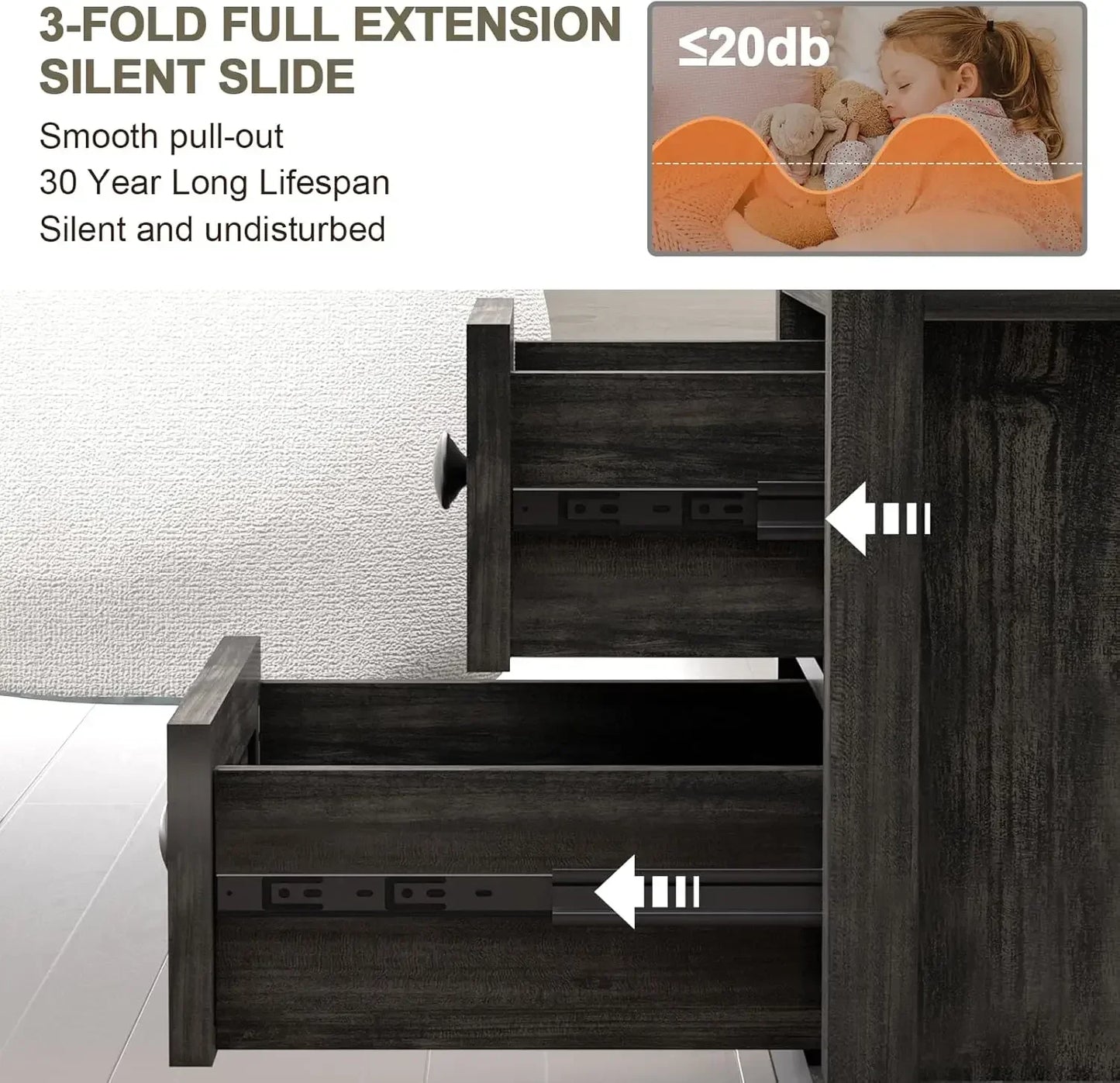 End Table Set of 2 Fast Charging Sofa Side Table with Drawers