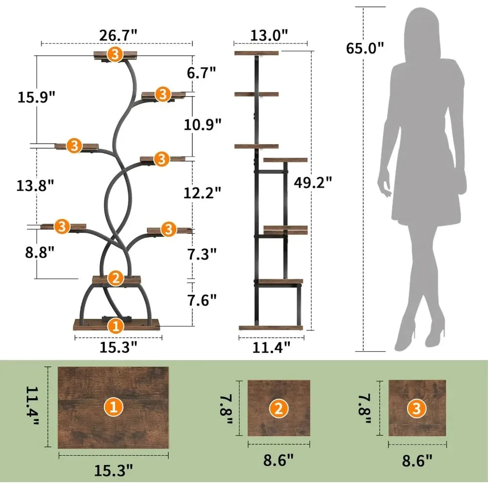 Indoor Plant Stand with Grow Light 8 Tiered Plant Shelf 49 Inch Tall