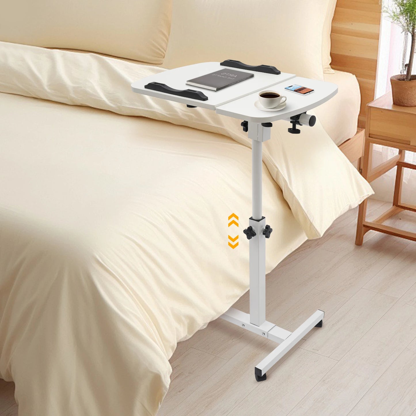 Adjustable Laptop Desk Stand with Swivel Wheels for Home Office