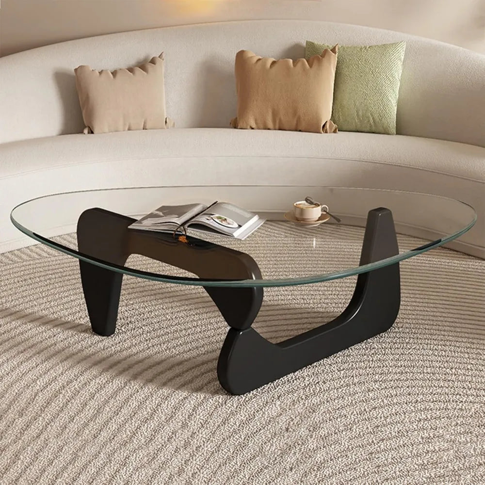 Small Black Glass Coffee Table Mid Century Modern Wood Rustic Design