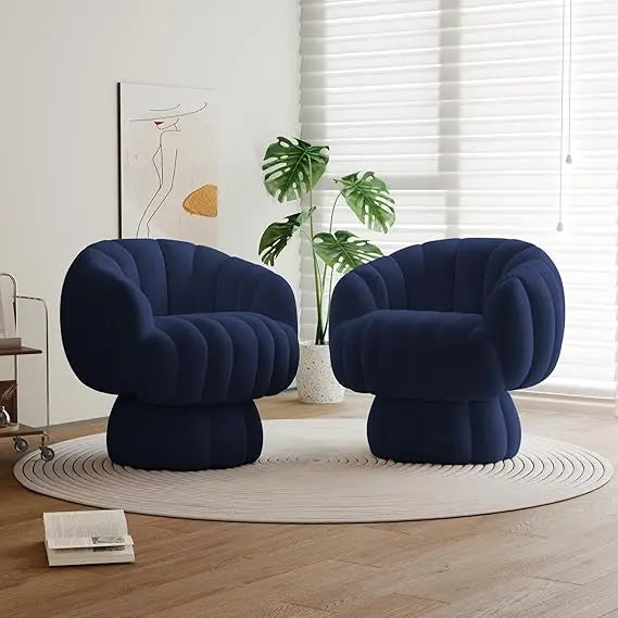 Mid Century Modern 360 Degree Swivel Accent Chair Set of 2 Velvet Armchair