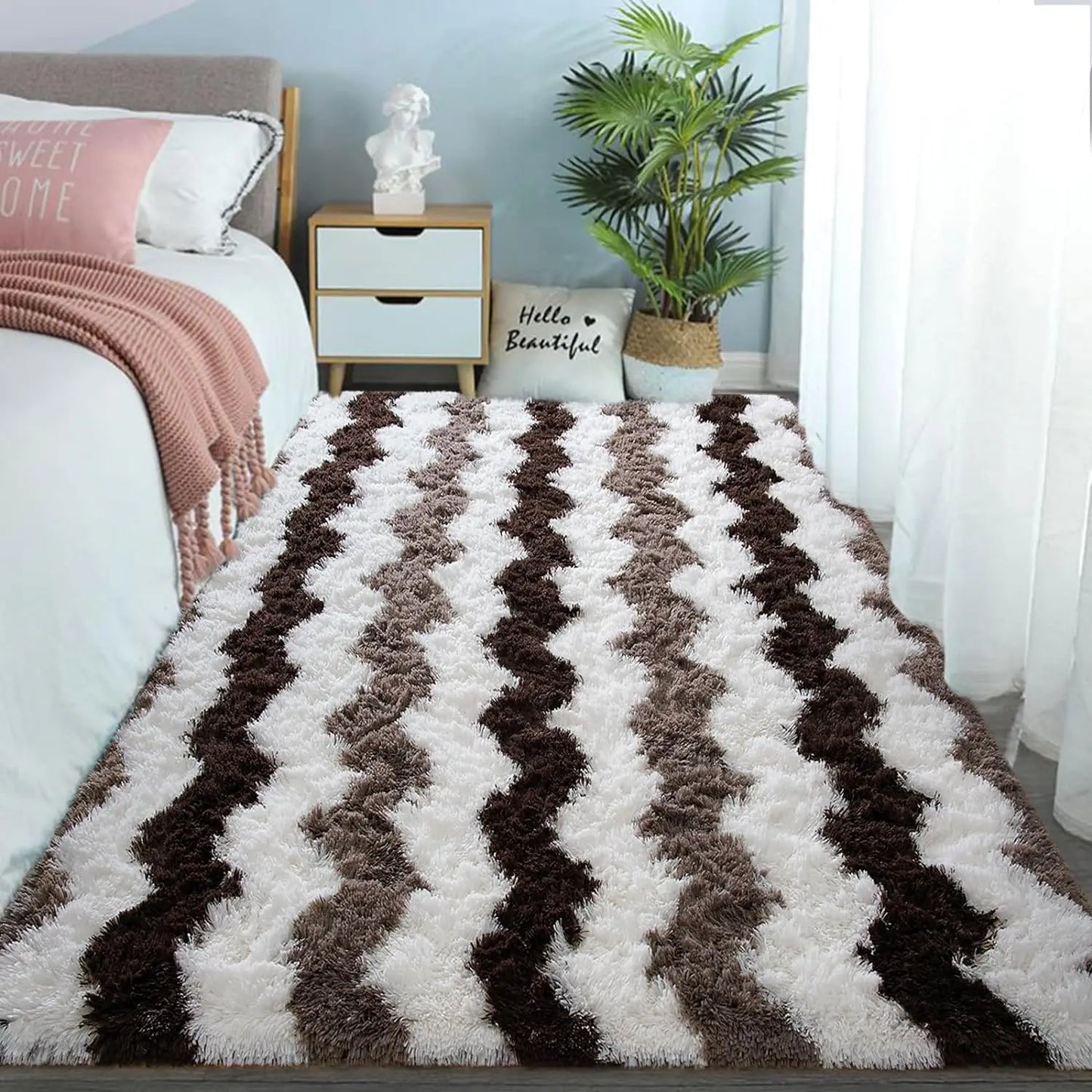 Soft Shaggy Plush Area Rug for Living Room Bedroom Modern Home Decor 5x8ft