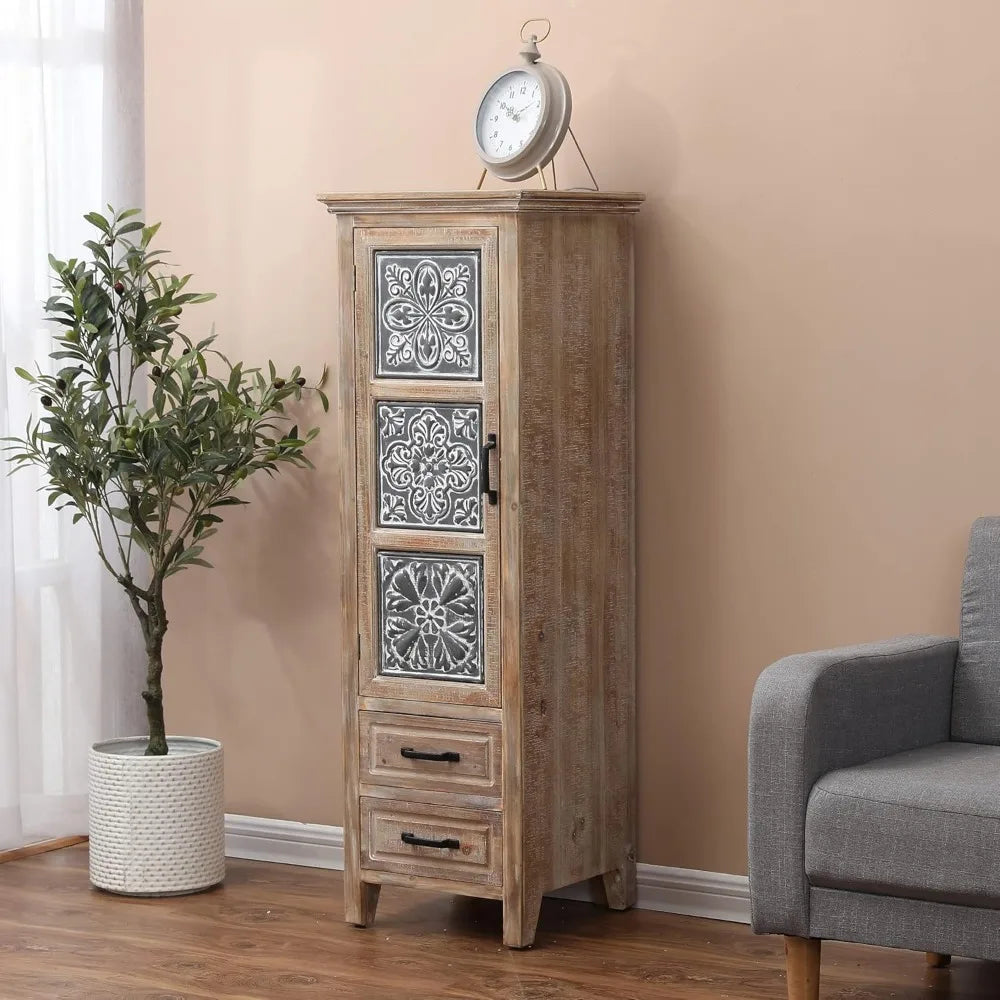 Rustic Tall Storage Cabinet Sideboard Buffet Home Decor Organizer