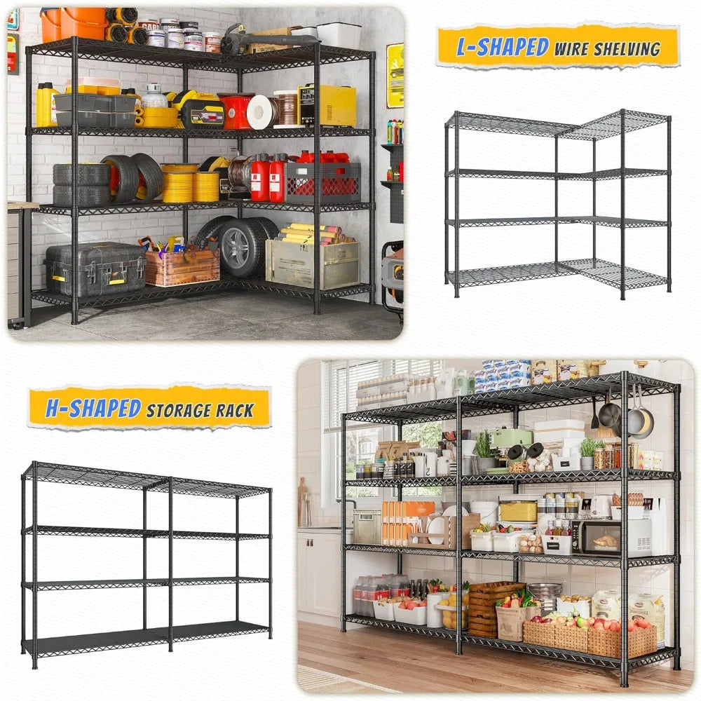 72.8" Heavy Duty Metal Shelving Unit 4 Tier Storage Rack 1280LBS Capacity