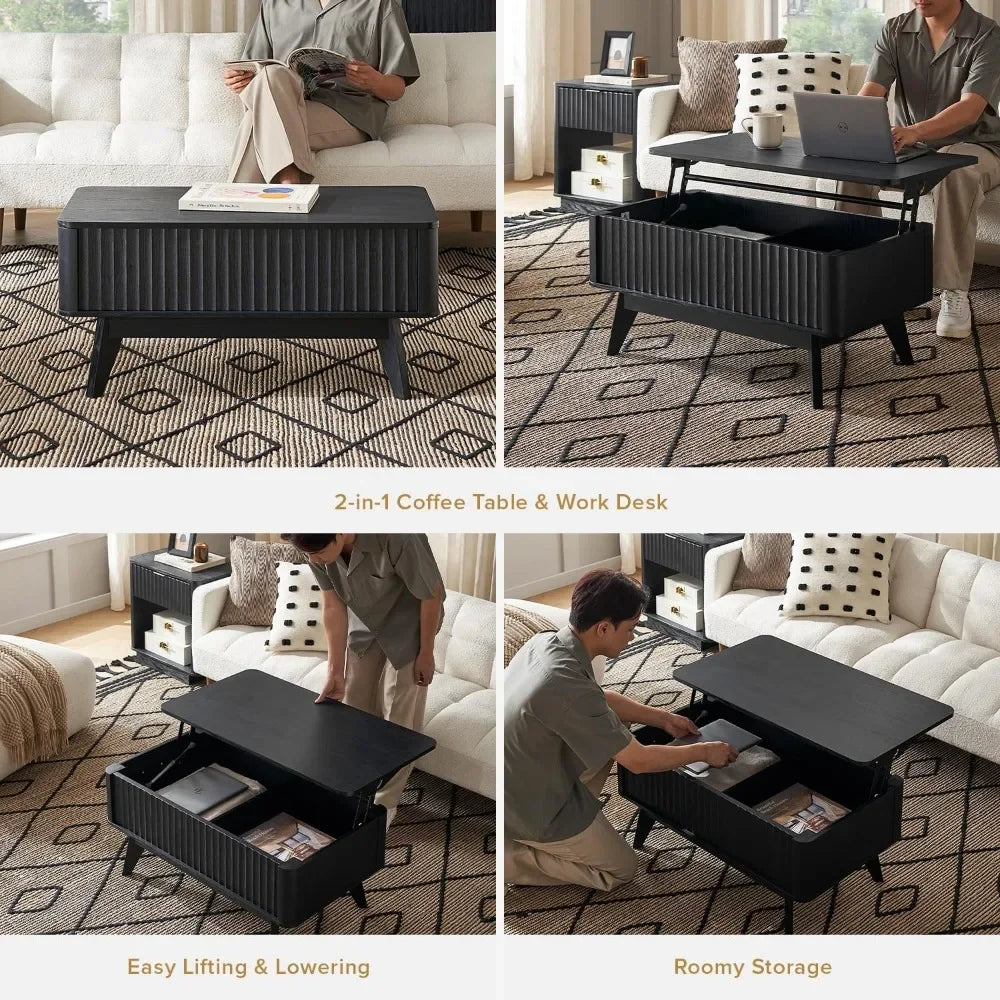 Brooklyn Lift Top Coffee Table Mid Century Modern Farmhouse Living Room