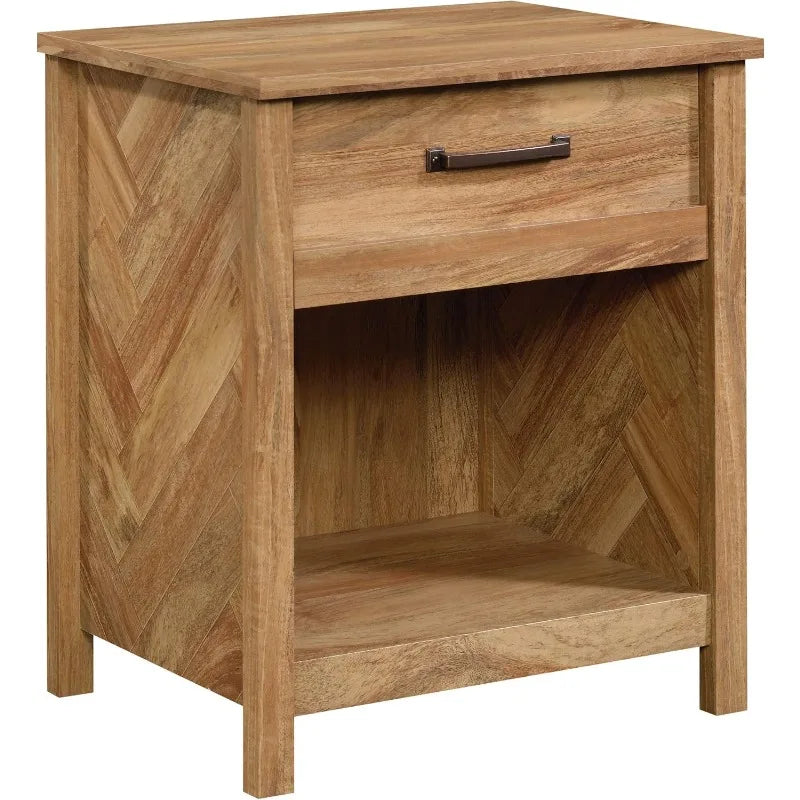 Ljustra Night Stand with Spacious Drawer Modern Herringbone Design