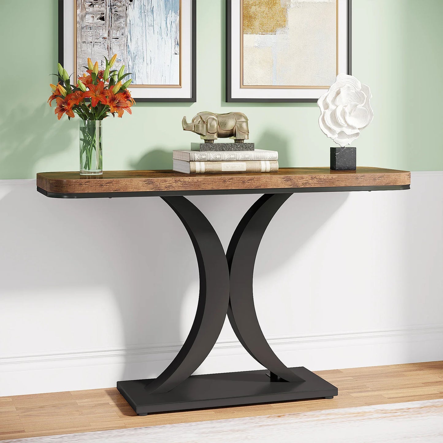 Ljustra Industrial Console Table 40 Inch Narrow Entryway Foyer Accent