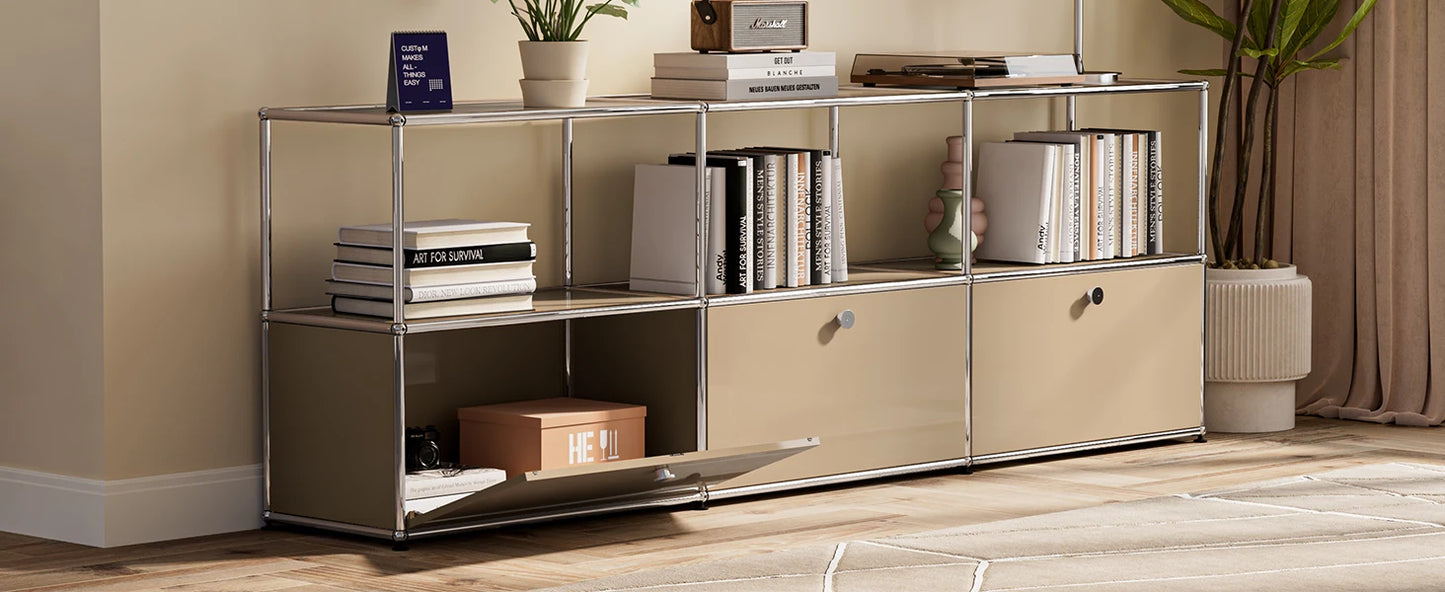 Modern Stainless Steel Storage Cabinet Organizer for Living Room Office
