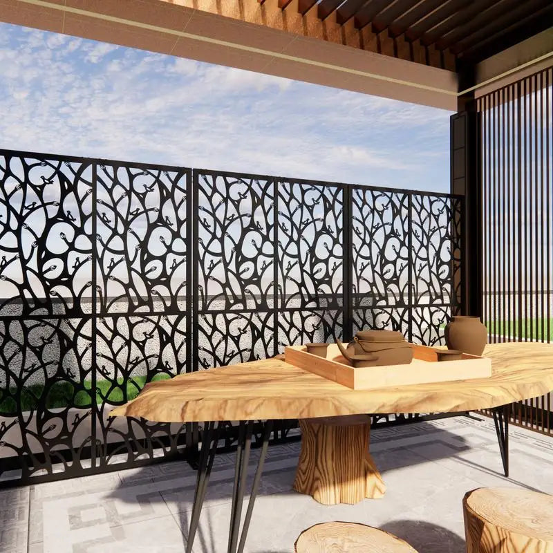 Black Metal Privacy Screen 3.8ft x 6ft Outdoor Indoor Divider