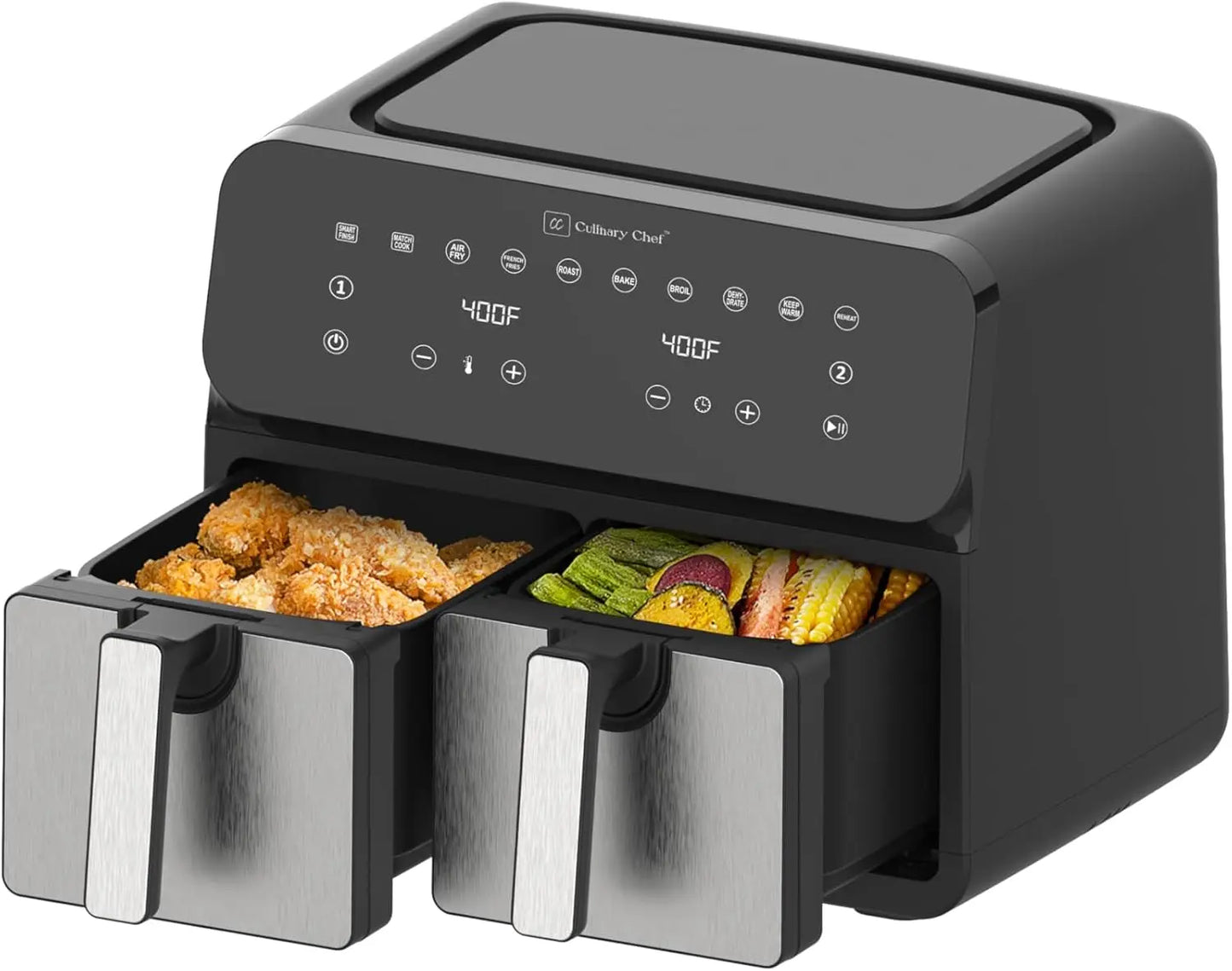 Ljustra 9.5 Quart Electric Air Fryer Dual Basket Adjustable Temperature