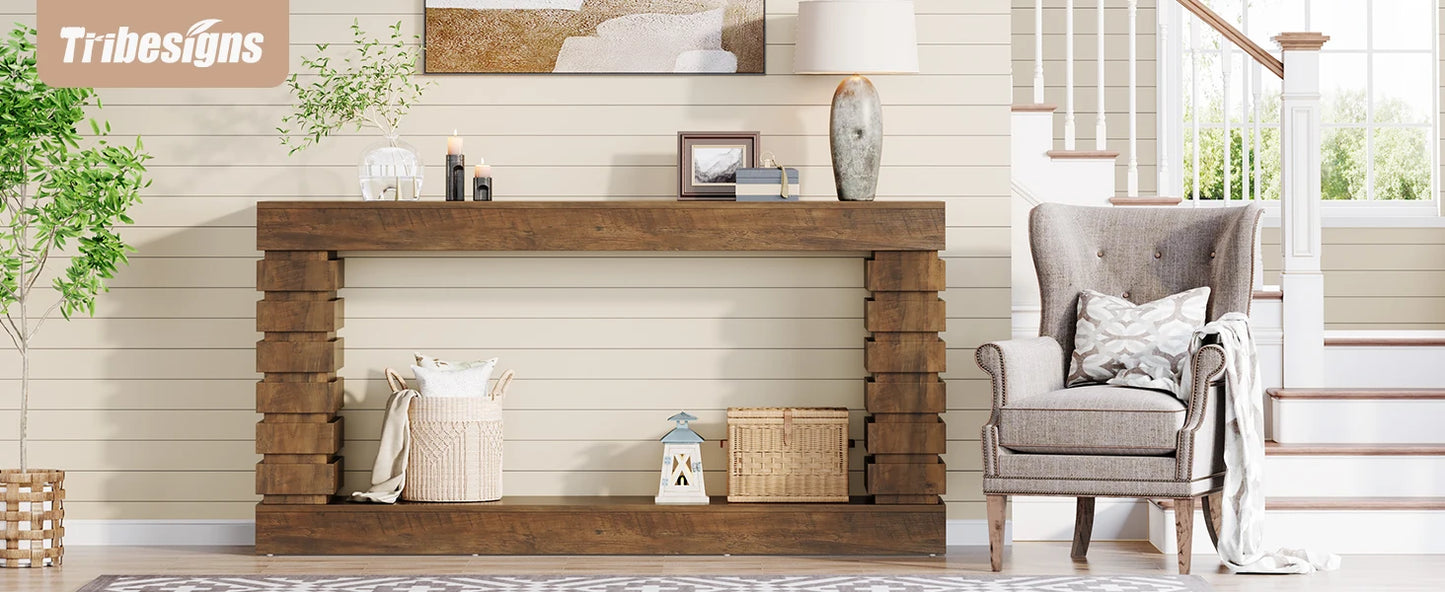 70.8-Inch Console Table Narrow Entryway Sofa Table with Storage