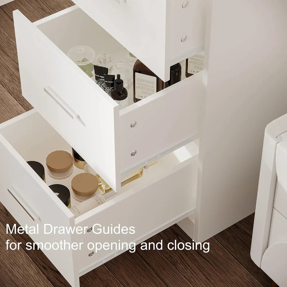 Ljustra Makeup Vanity Table with Lighted Mirror and Storage Drawers