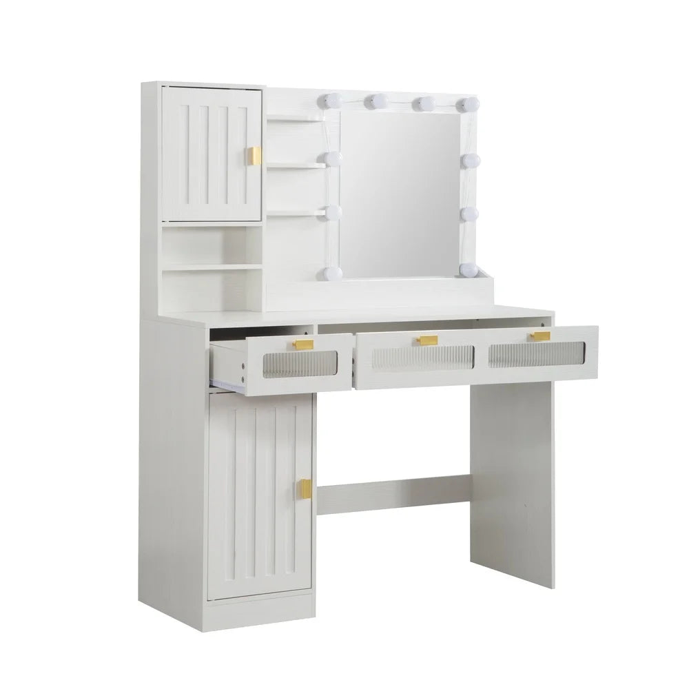 Light Makeup Vanity Table with Adjustable Brightness Mirror Storage