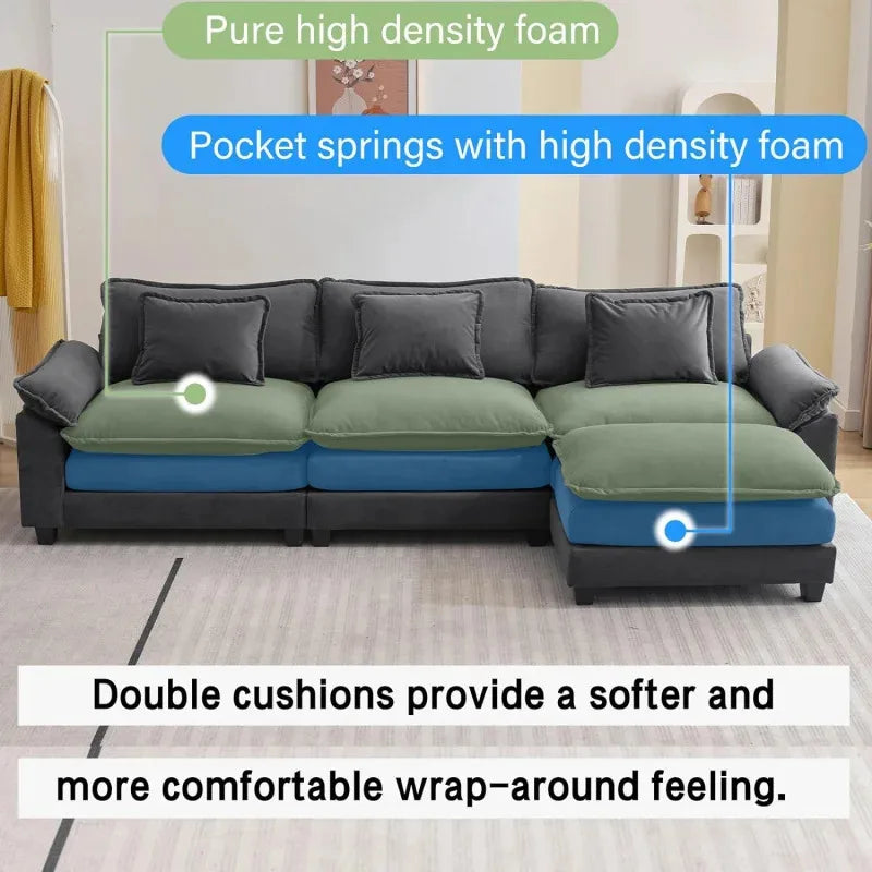 Ljustra Comfy Cloud Sectional Sofa with Pillows for Living Room