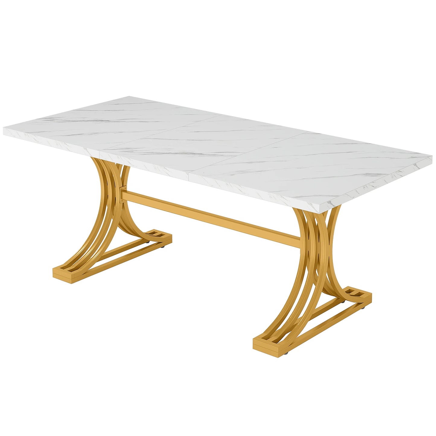 Ljustra 63 Inch Dining Table Rectangular Kitchen Faux Marble Modern Design