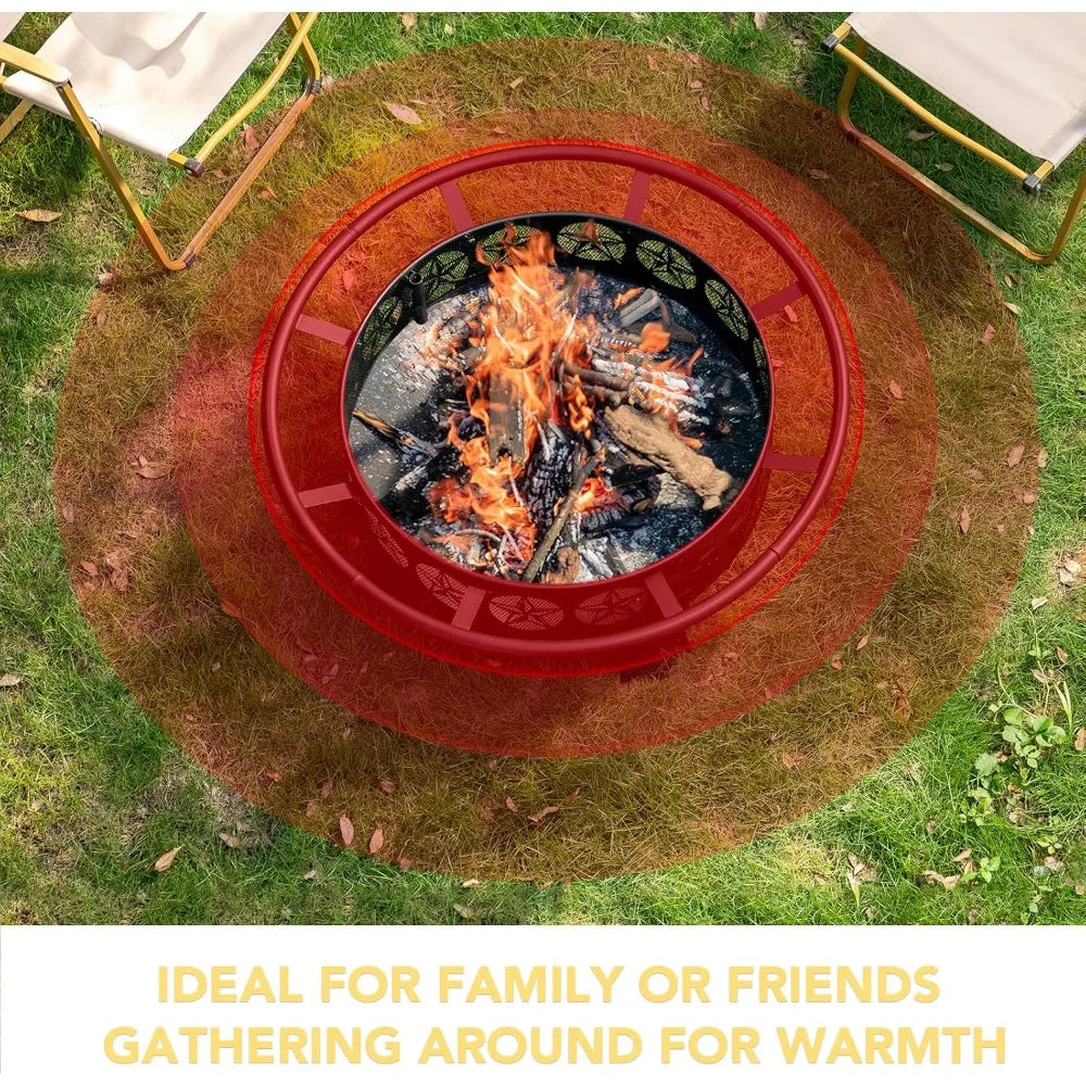 38 Inch Wood Burning Fire Pit Outdoor 3-in-1 Grill Table with Screen