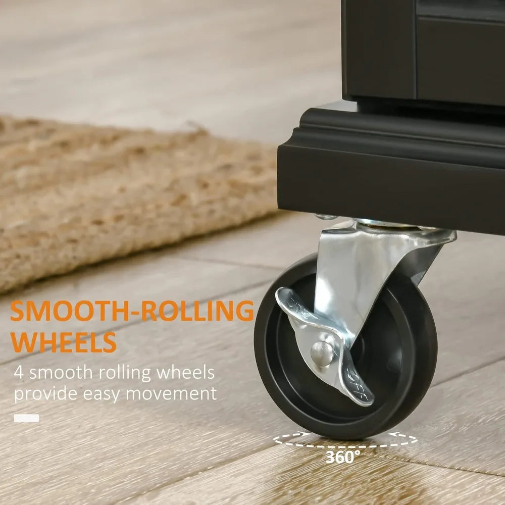Kitchen Island on Wheels Rolling Cart with Stainless Steel Countertop
