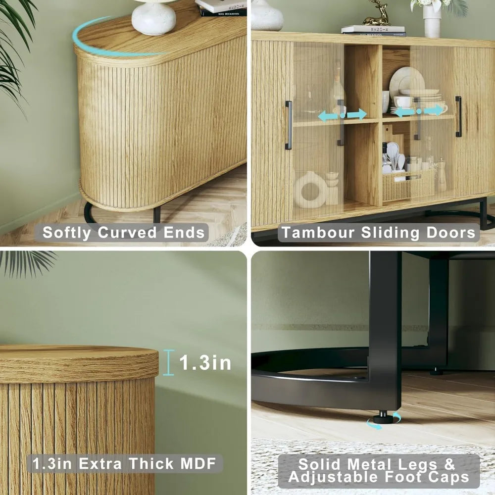 Ljustra 54.3" Sideboard Buffet Cabinet Adjustable Shelves Modern Console